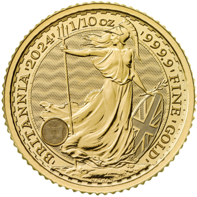 Zlatá investiční mince Britannia 1/10 Oz - Charles III