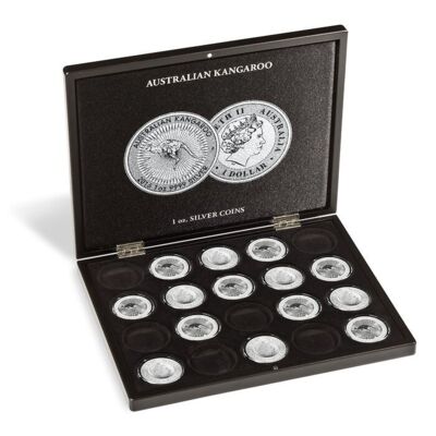 Mincovní kazeta VOLTERRA pro 20 ks  “Australian Kangaroo” 1 oz silver mince v kapslích Ø 41 mm