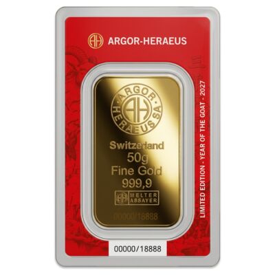 Argor-Heraeus Limited edition Rok kozy 2027 zlatý slitek 50g