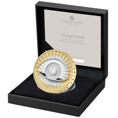 George Orwell 24 g 2025 Proof Silber vergoldete Münze