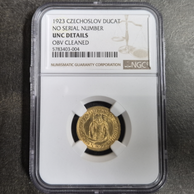 Svatováclavský 1 dukát 1923, Certifikát NGC, kvalita UNC DETAILS